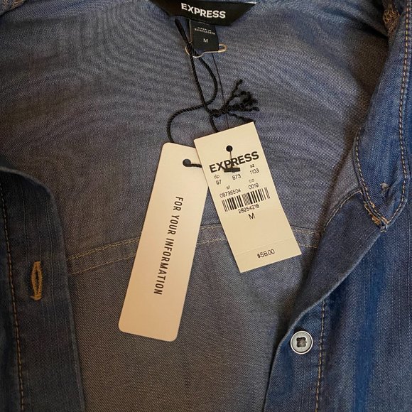 Classy Denim Puff Sleeve Shirt - Picture 3 of 3